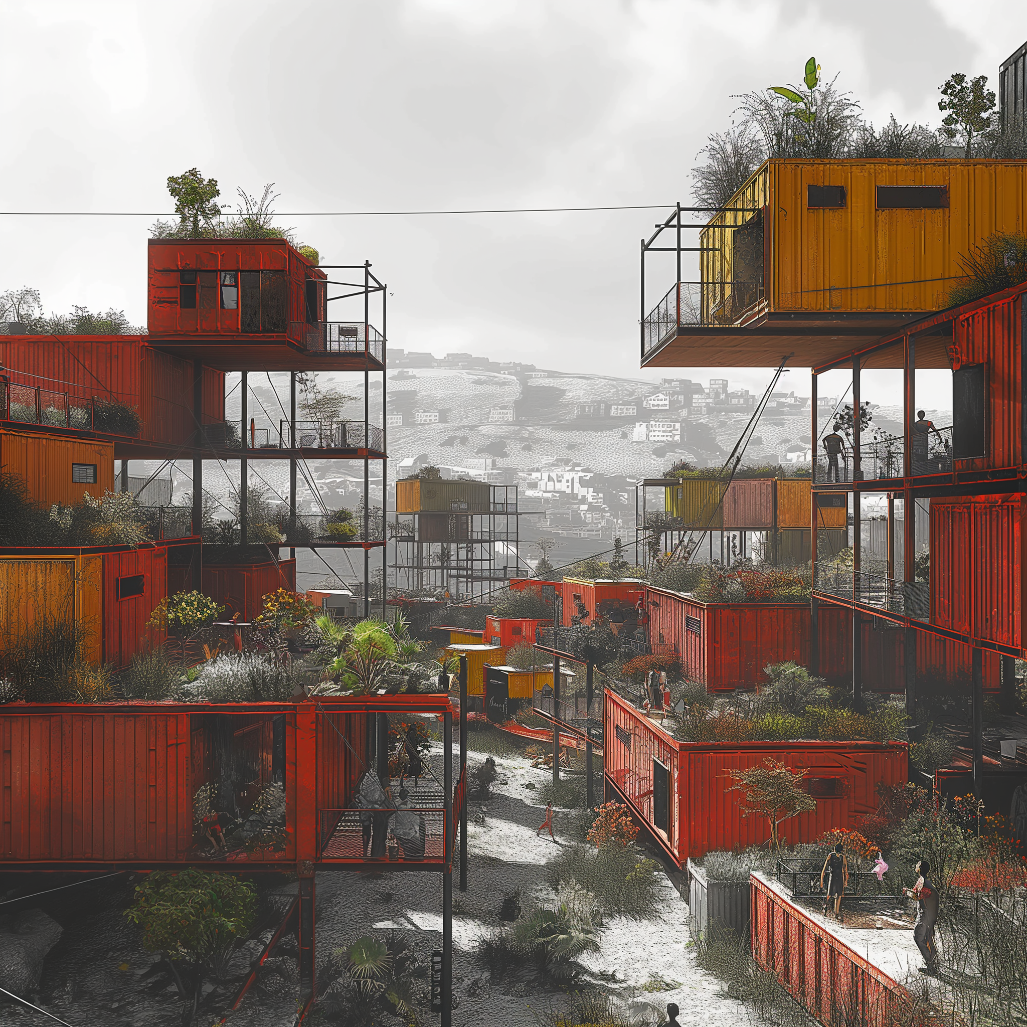 Algoritmia — cover render showing modular densification in a Lima hillside barrio